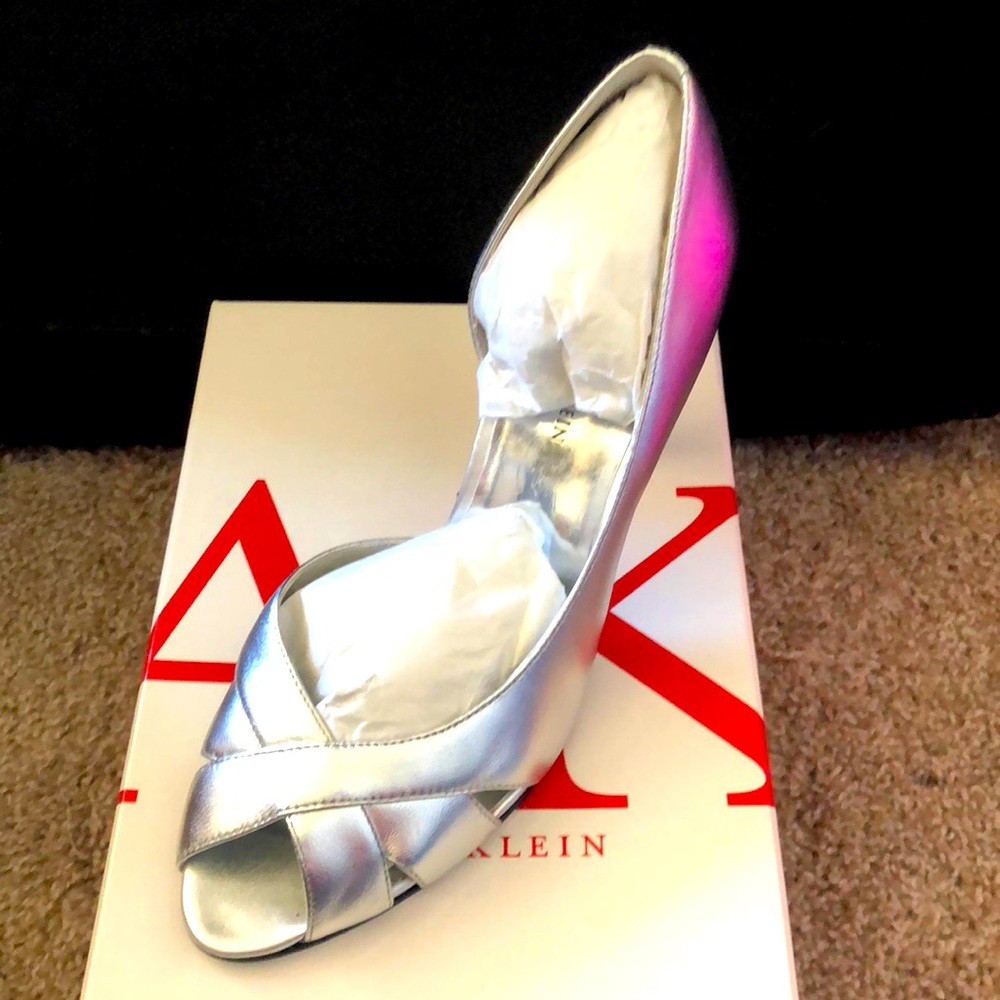 Anne Klein -8M Aktamyra Silver Leather heels